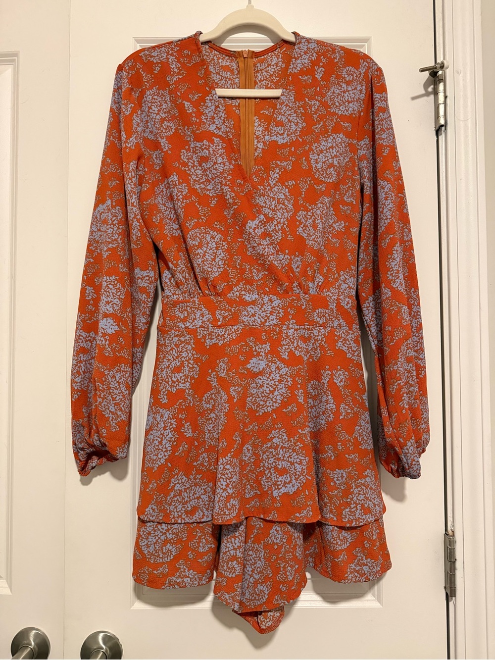 Women's Orange Floral Romper